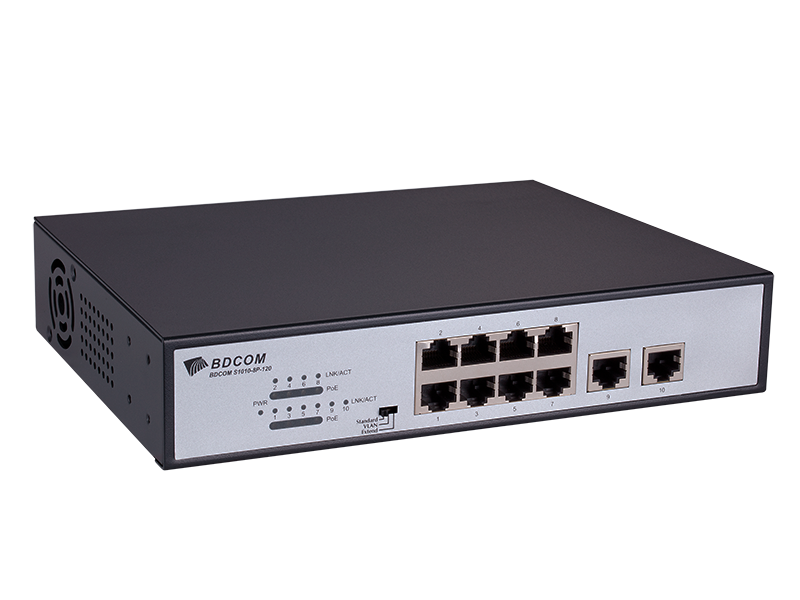 BDCOM S1510-8P-120 - Switch Gigabit PoE 125W unmanaged 8 RJ45 PoE ports and 2 RJ45 ports