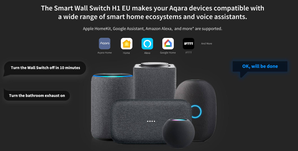 Aqara WS-EUK02 Smart wall switch H1, non-neutral double rocker for Apple HomeKit, Alexa, Google Home, and others
