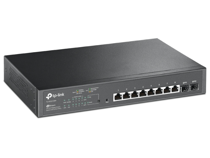 TP-Link TL-SG2210MP - Switch inteligente Gigabit de 10 puertos JetStream con 8 puertos PoE+