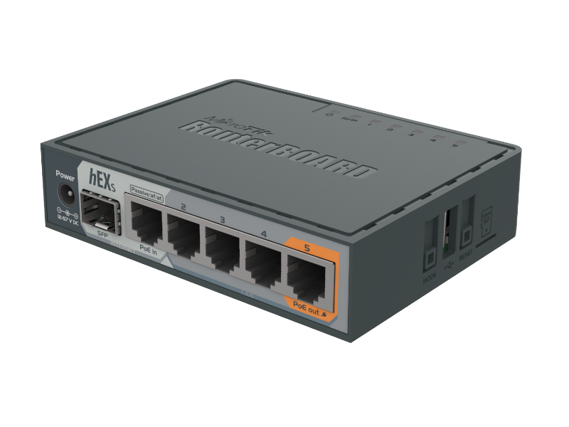 Mikrotik RB760iGS - Router hEX S interior 5 puertos gigabit ethernet y 1 slot SFP doble núcleo RouterOS L4