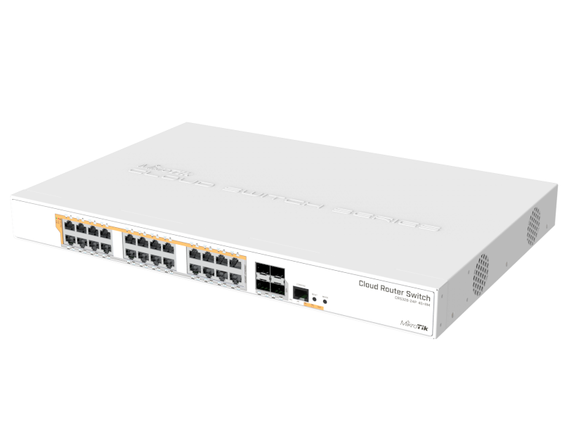 Mikrotik CRS328-24P-4S+RM - Cloud Router Switch rack 24 puertos gigabit ethernet PoE+ 500w 4 slots SFP+ 10G RouterOS L5