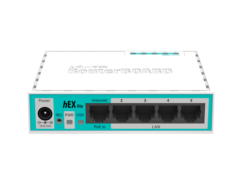 Mikrotik RB750r2 - Router hEX lite interior 5 puertos fast ethernet RouterOS L4