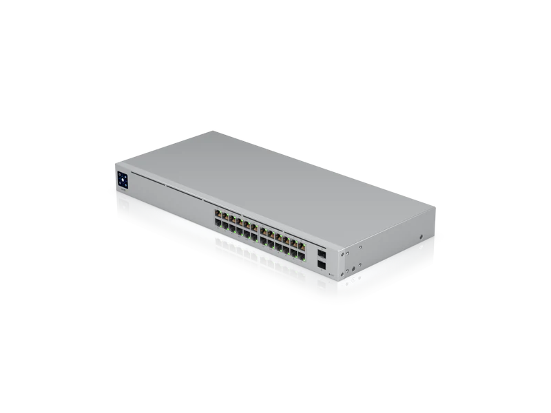 Ubiquiti UniFi USW-24-POE - Switch Gigabit gestionable Capa 2 de 24 puertos (16 puertos PoE 802.3af/at) 95W y 2 slots SFP, pantalla LCD