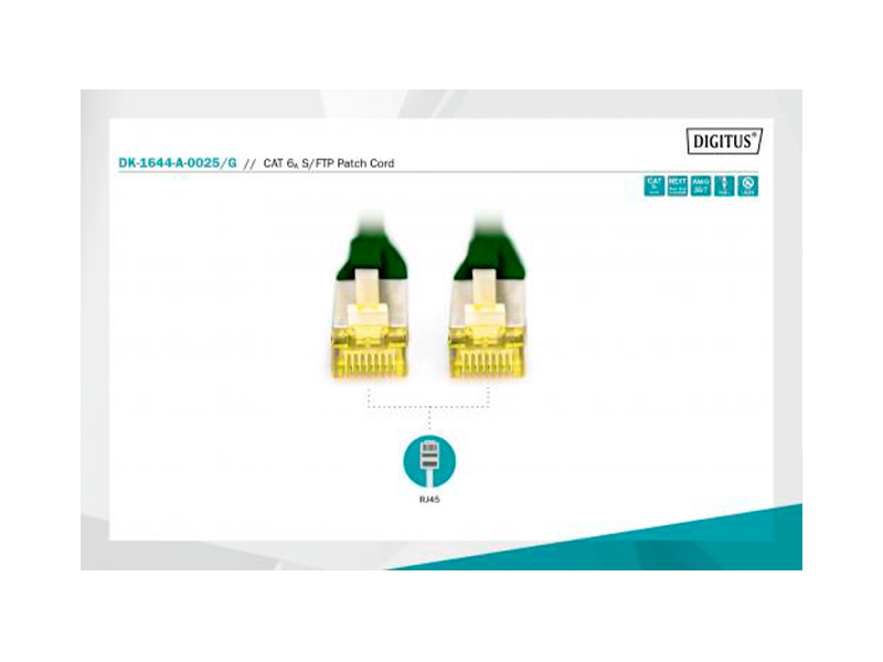 Cable de conexión Digitus CAT 6A S-FTP, Cu, LSZH AWG 26/7, longitud 0,25 m, color verde