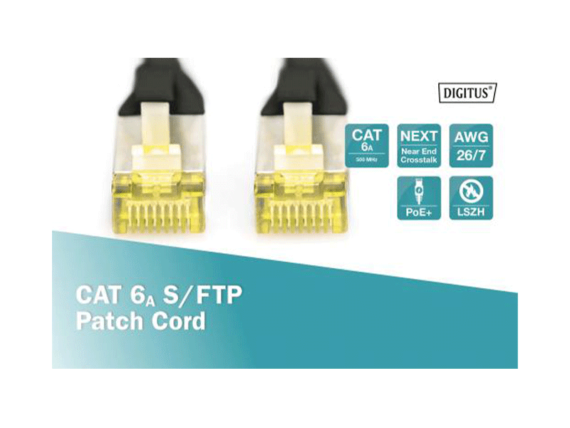 Digitus CAT 6A S-FTP cable de conexión, Cu, LSZH AWG 26/7, longitud 7 m, color negro