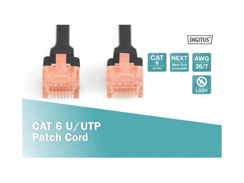DIGITUS DK-1617-030/BL Cable de conexión U-UTP CAT 6, Cu, LSZH AWG 26/7, longitud 3 m, color negro