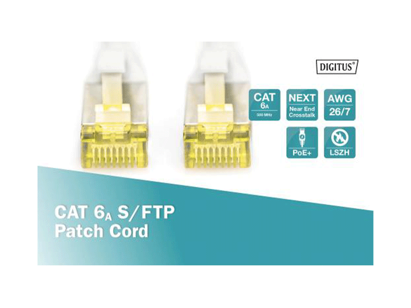 DIGITUS DK-1644-A-100 CAT 6A S-FTP patch cord, Cu, LSZH
AWG 26/7, length 10 m, color grey
