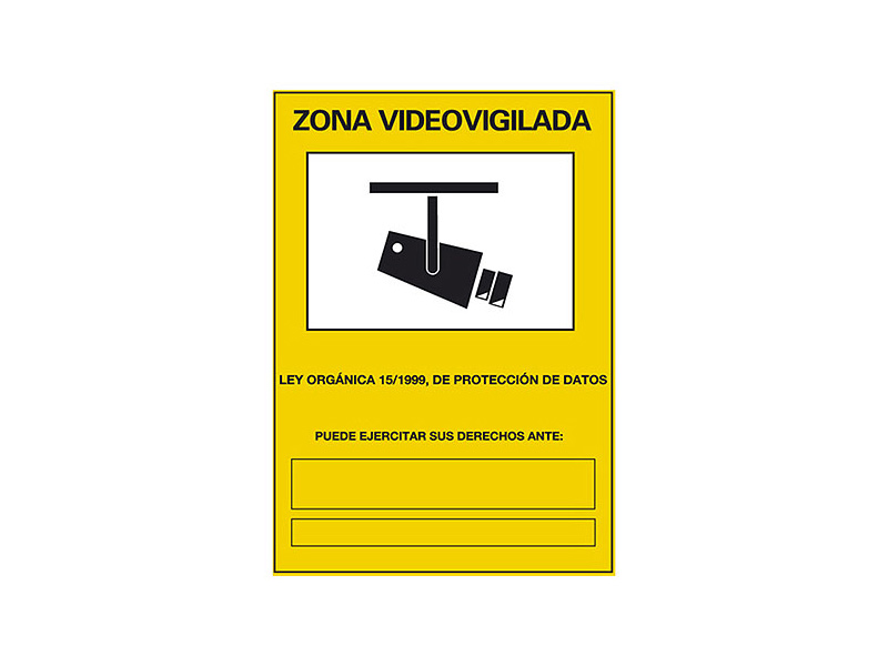 Landatel ZV-002 - Plasticized adhesive video surveillance sign. Spanish language