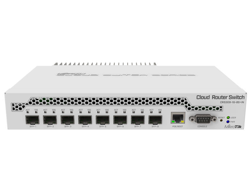 Mikrotik CRS309-1G-8S+IN -  Cloud Router Switch interior 1 puerto Gigabit ethernet 8 slots SFP+ 10G RouterOS L5