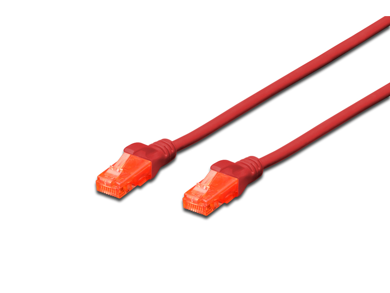 Digitus U-UTP-6RD-25 - Cable de conexión CAT 6 U/UTP- LSZH, Rojo, 25 cm