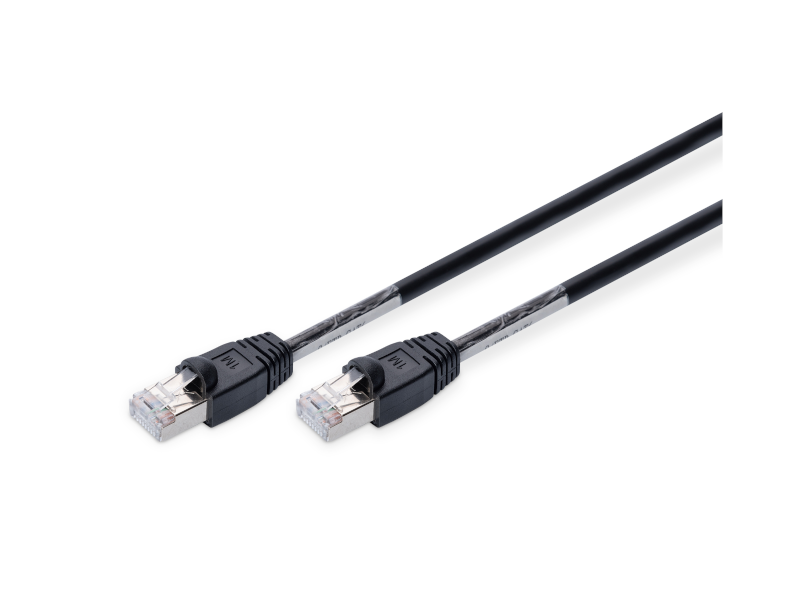 Digitus S-FTP-6BK-100 - Cable de conexión de exterior CAT 6 S/FTP, Negro, 1 m