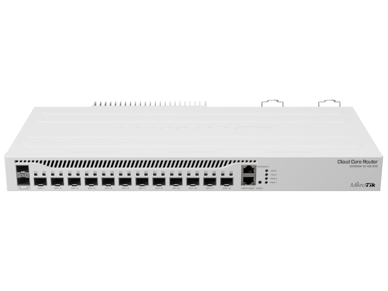 Mikrotik CCR2004-1G-12S+2XS - Cloud Core Router 1 núcleo alto rendimiento RouterOS L6, 1 puerto Gigabit,12 slots SFP+ 10G  2 slots XSFP28 25G