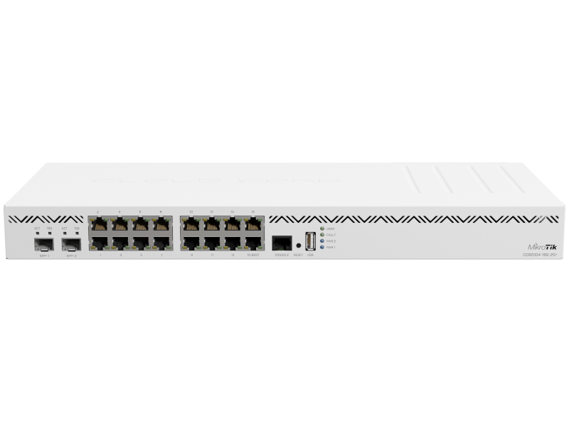 Mikrotik CCR2004-16G-2S+ - Cloud Core Router alto renidmiento 16 RJ45 gigabit, 2 SFP+ 10 GB, RouterOS L6