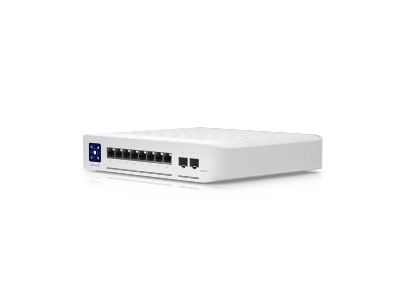 Ubiquiti UniFi USW-Enterprise-8-PoE - Manageable 10G Layer 3 Switch with 8 x 2.5 GbE RJ45 PoE+ ports and 2 x 10G SFP+ slots