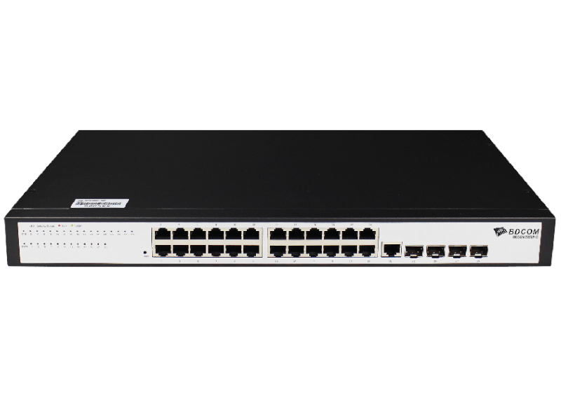 BDCOM S2528-C - Switch Ethernet  28 puertos, 24 puertos gigabit, 4 puertos GE SFP, sin ventilador, rack 1U