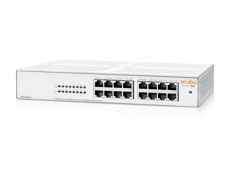 HPE Networking Instant On Switch 1430 16G (R8R47A) - 16 RJ-45 10/100/1000 ports with auto-sensing 1U