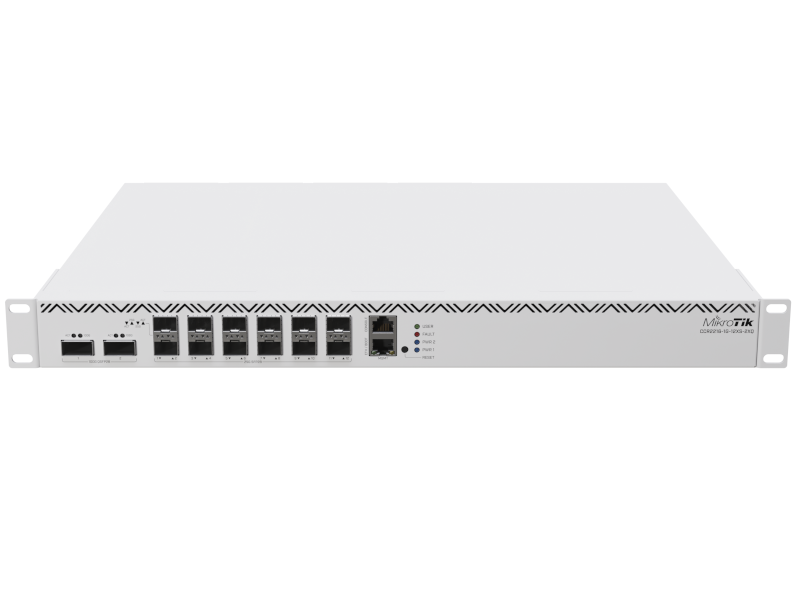 Mikrotik CCR2216-1G-12XS-2XQ - Cloud Core Router 16 núcleos RouterOS L6 con 1 puerto gigabit, 12 slots XSFP28 25G y 2 slots QSFP28 100G (Versión Internacional - Enchufe US)