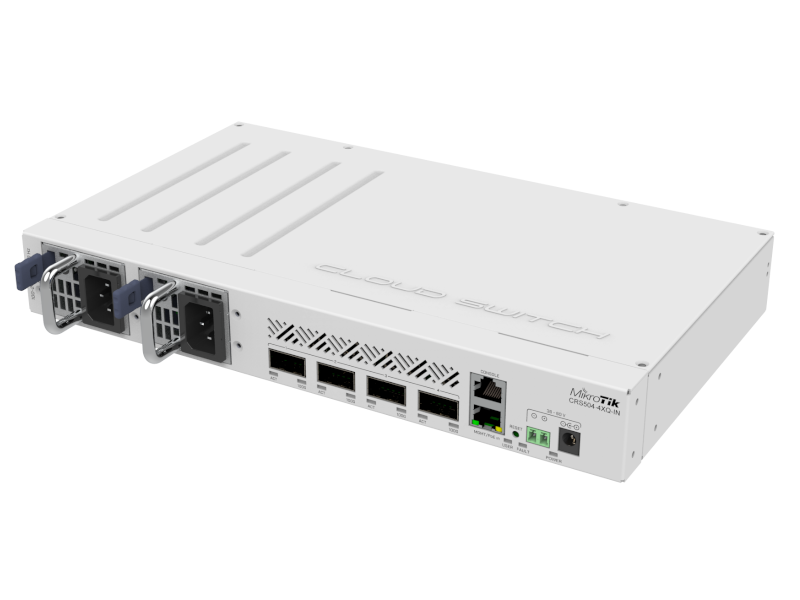 Mikrotik CRS504-4XQ-IN - Cloud Router Switch de agregación con 4 QSFP28 100 GB, RouterOS L5