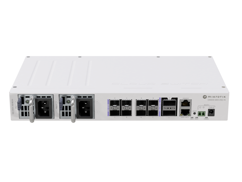 Mikrotik CRS510-8XS-2XQ-IN - Cloud Router Desktop Switch with 8 SFP28 25 GB and 2 QSFP28 100 GB, RouterOS L5