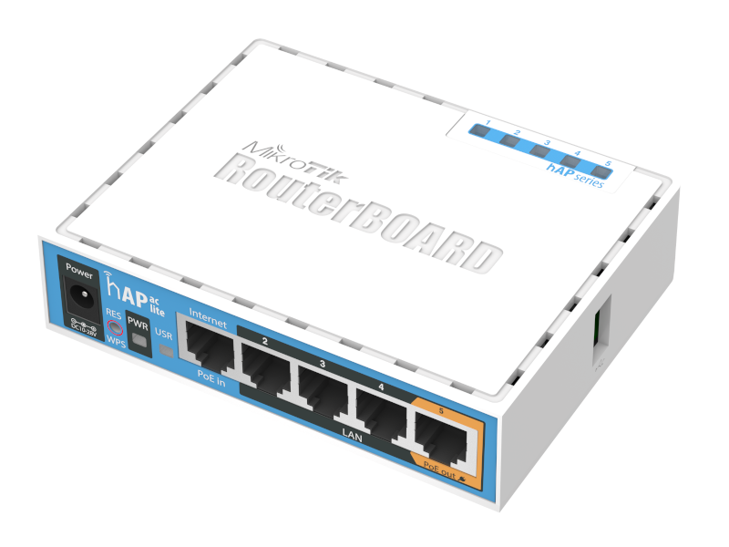 Mikrotik RB952Ui-5ac2nD - Router desktop hAP ac lite 5 port fast ethernet, WiFi 2.4/5 GHz. 802.11AC 2x2 1200 Mbps and 1 USB port RouterOS L4