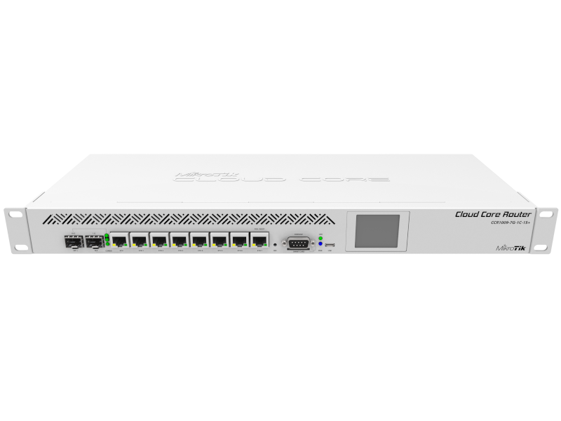 Mikrotik CCR1009-7G-1C-1S+ - Cloud Core Router 9 núcleos RouterOS L6, 7 puertos Gigabit, 1 slot SFP combo y 1 slot SFP+ 10G. RouterOS L6