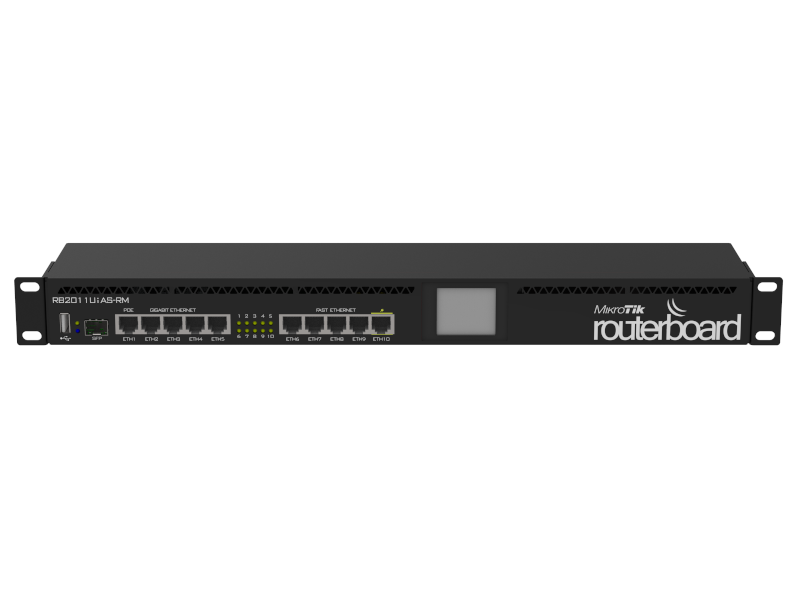 Mikrotik Routerboard RB2011UiAS-RM - Rack Router 5 RJ45 100 Mbps 5 RJ45 gigabit, 1 SFP RouterOS L5