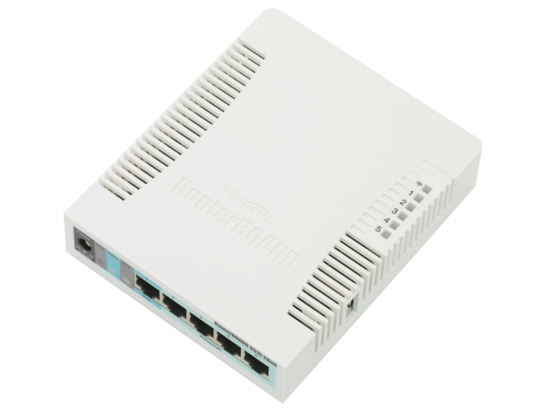 Mikrotik RBR951G-2HND - Router sobremesa con 5 RJ45 gigabit, WiFi N 2.4 GHz., 1 USB, RouterOS L4