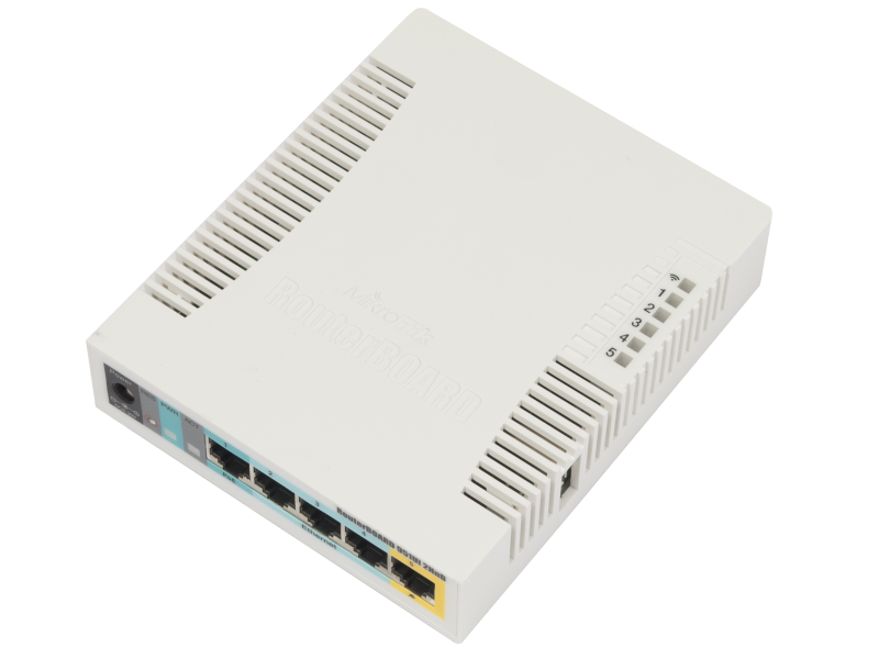 Mikrotik RBR951UI-2HND - Desktop router with 5 RJ45 ethernet, WiFi N 2.4 GHz, 1 USB, RouterOS L4