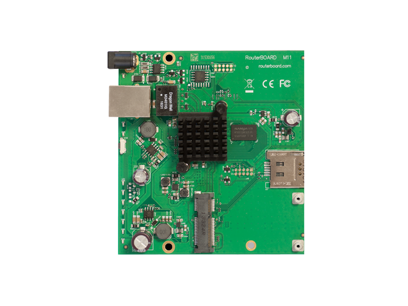 Mikrotik RouterBOARD RBM11G - Board 1 port Gb. ethernet 1 slot miniPCI-e 1 SIM RouterOS L4