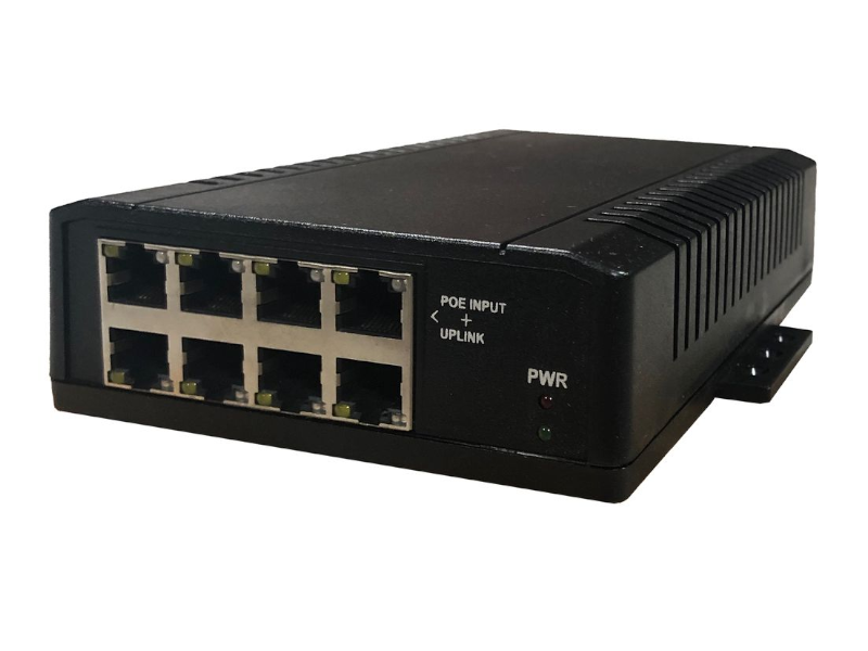 Tycon Power TP-SW8-NC - Conmutador PoE 10/100 BASET de 12-56V y 8 puertos de alta potencia (2A/puerto). Tensión PoE = Tensión de entrada. No compatible con IEEE 802.3af