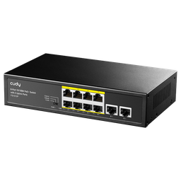 [CUDY-FS1010P] CUDY FS1010P - Switch fast ethernet 8 puertos PoE+ 120w y 2 puertos Uplink